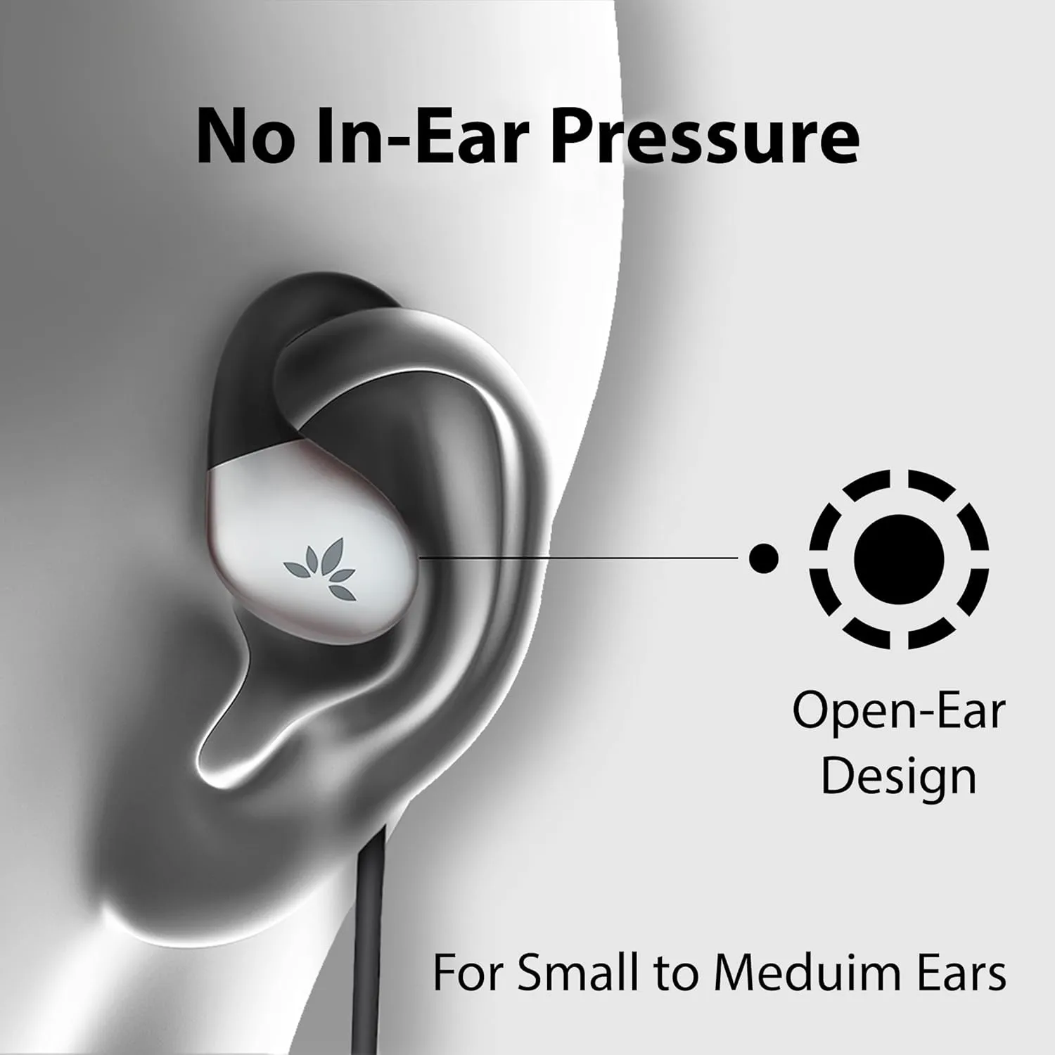 Avantree Resolve - AUX 3.5mm Wired Open-Ear Earbuds & in-Line Volume Control, Designed for Small - Medium Ears, Compatible with Traditional 3.5mm AUX Phones Tablets PC, Corded Headphones with Ear Hook