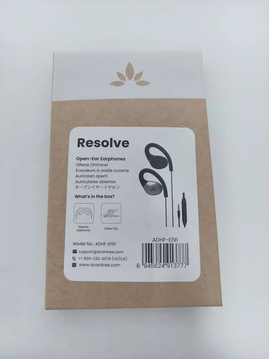 Avantree Resolve - AUX 3.5mm Wired Open-Ear Earbuds & in-Line Volume Control, Designed for Small - Medium Ears, Compatible with Traditional 3.5mm AUX Phones Tablets PC, Corded Headphones with Ear Hook