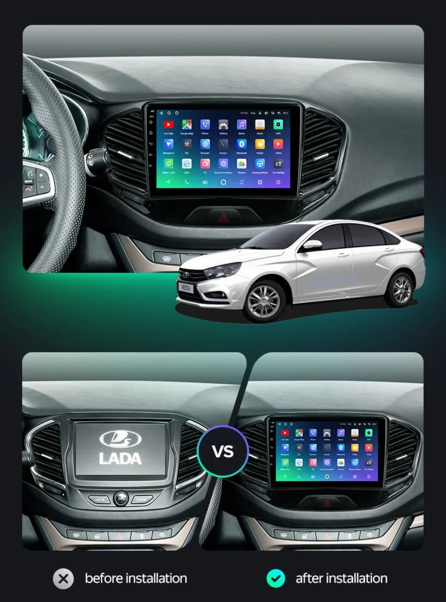 Car Dealz Premium Advanced 4G Data Model 10.2" Android 12.0 For LADA Vesta Cross Sport 2015 - 2020 In Dash Plus OEM Fascia