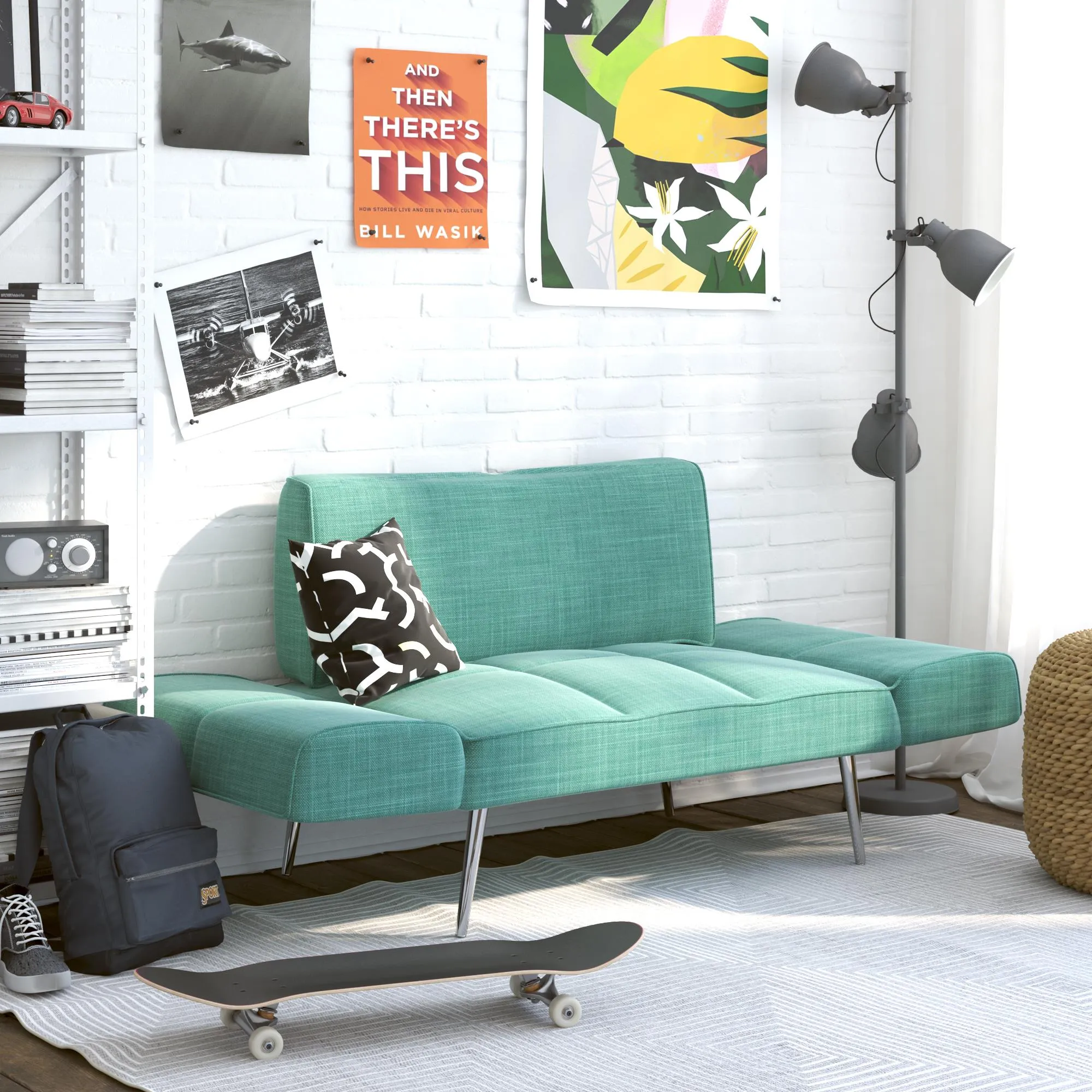 Euro Futon Sofa Bed with Magazine Storage