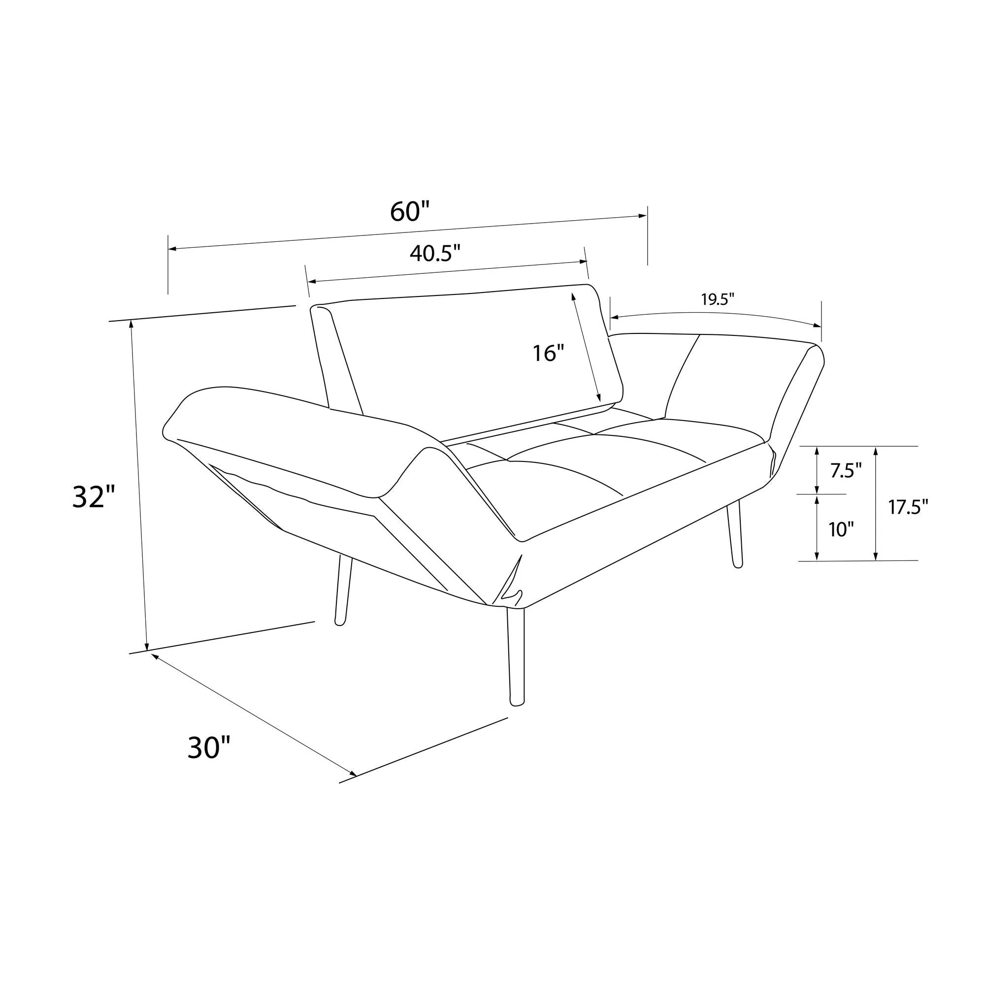 Euro Futon Sofa Bed with Magazine Storage