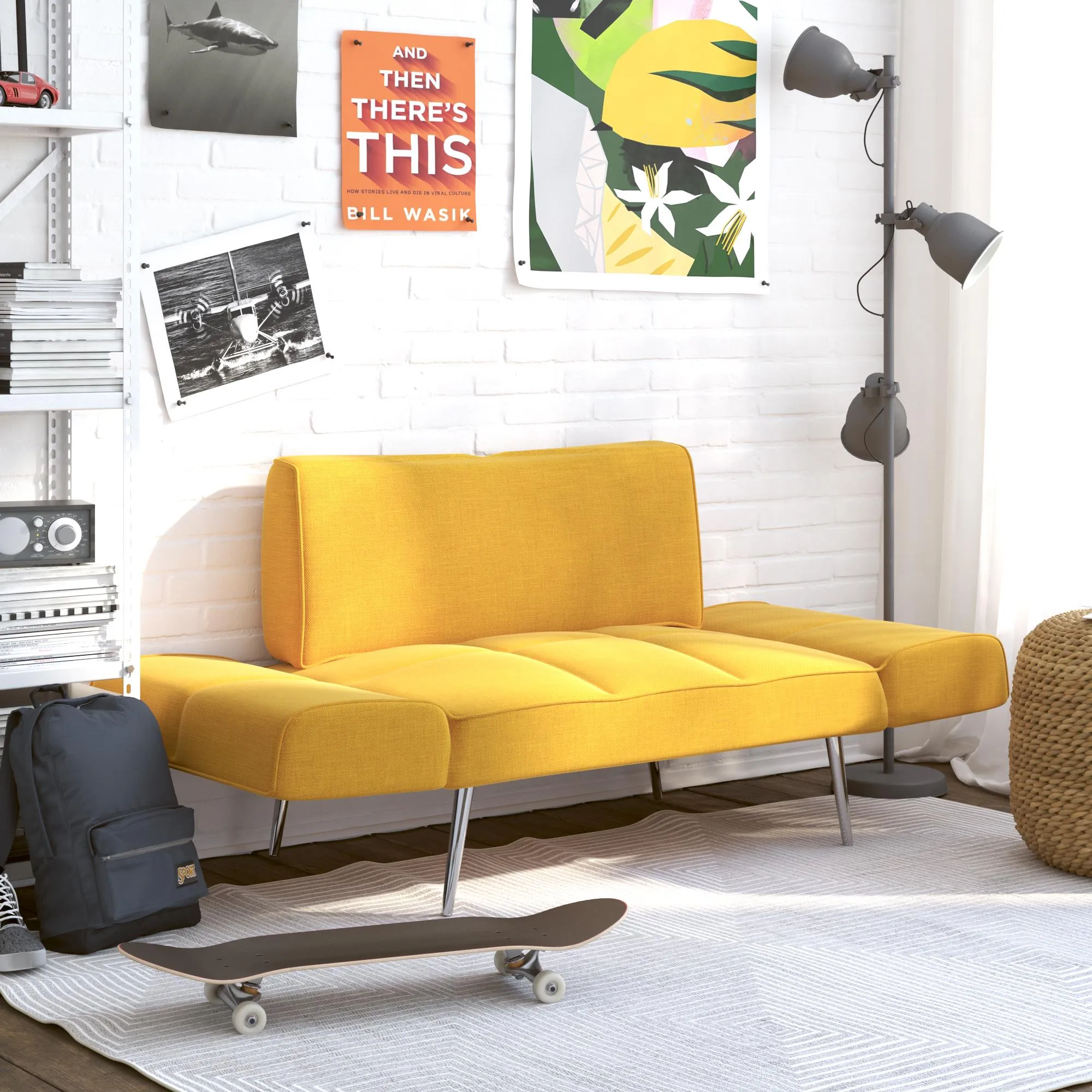 Euro Futon Sofa Bed with Magazine Storage