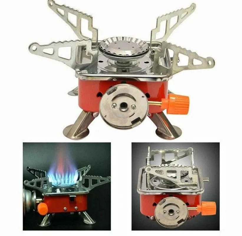 K Kudos Enterprise Themodernkart camping stove | Portable Gas Stove And Picnic Butane Gas Burner For Outdoor Camping, Hiking, Mini gas stove,Stainless Steel body, Folding Furnace, Camping Equipment, Gastove With Pouch