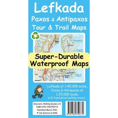 Lefkada, Paxos and Antipaxos Tour and Trail Map