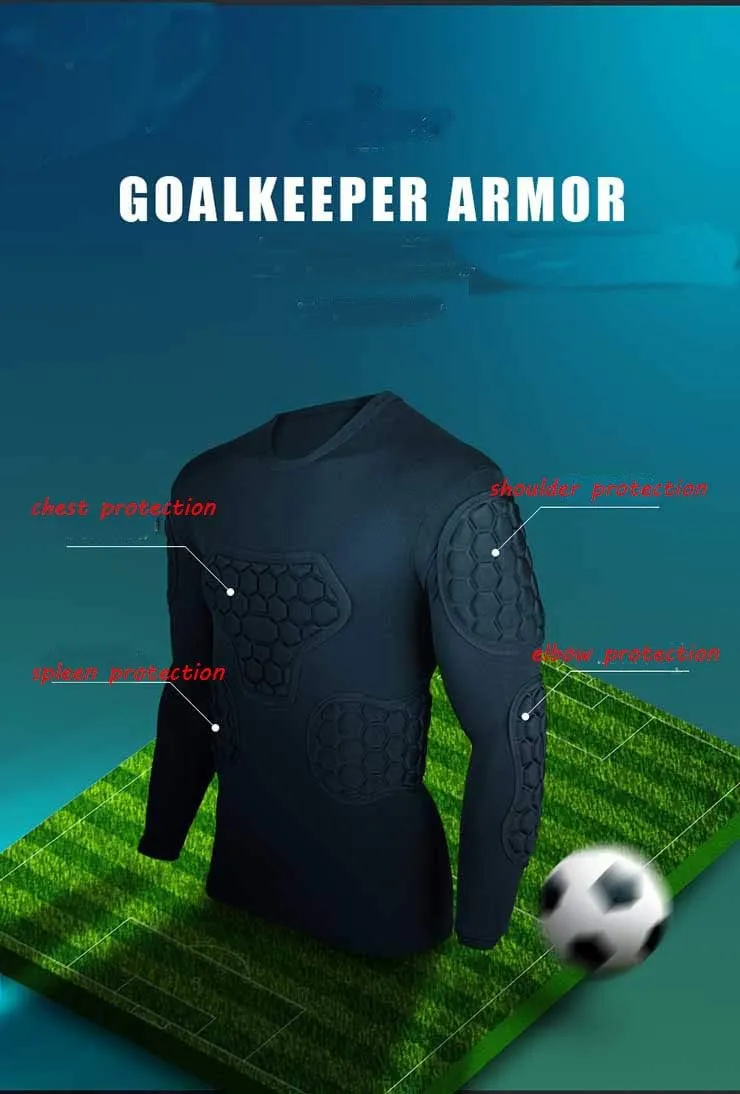 Men's Goalkeeper Shirt Padded Football Protective Gear for Men Training Suit Rib Protector for Soccer Basketball Paintball