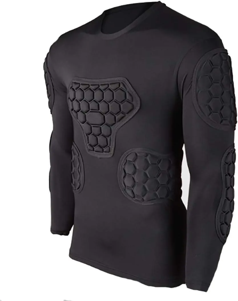 Men's Goalkeeper Shirt Padded Football Protective Gear for Men Training Suit Rib Protector for Soccer Basketball Paintball