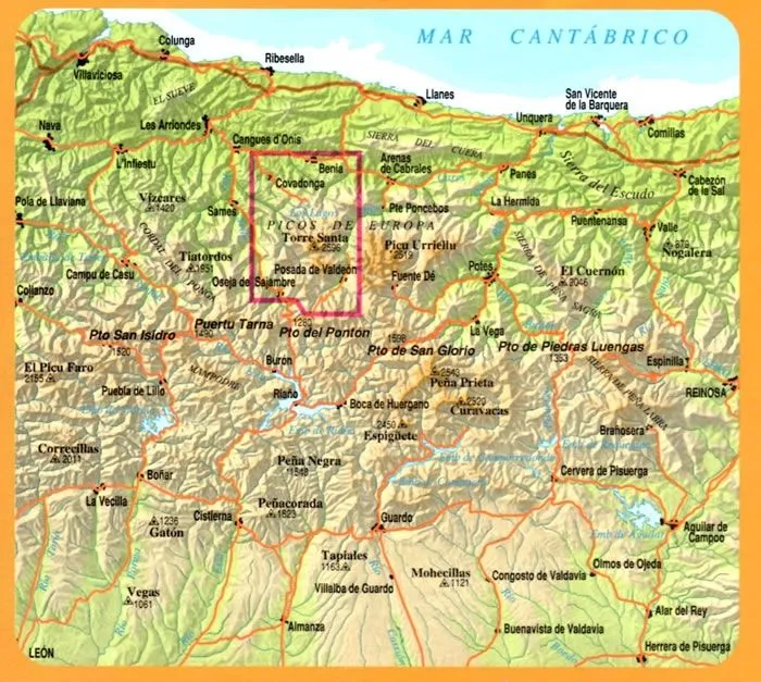 Picos de Europa Map - Western Massif