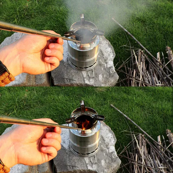 Portable Camp Stove Backpacking Outdoor Foldable Stainless Steel Wood Burning Camp Stove