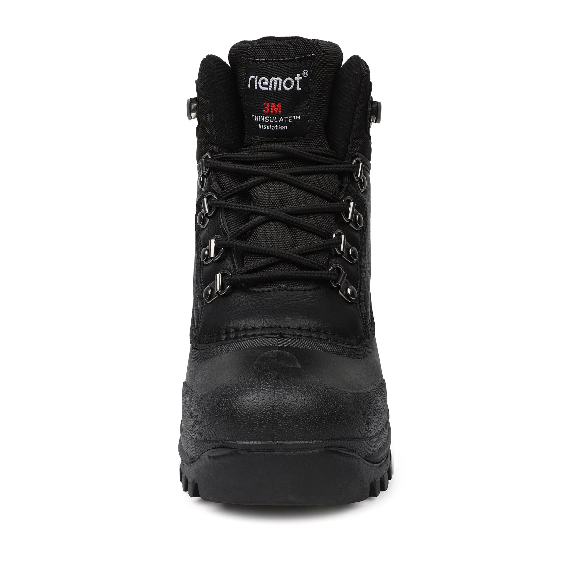 Riemot Men's Snow Boots Black Waterproof & Slip-resistant Snow Boots