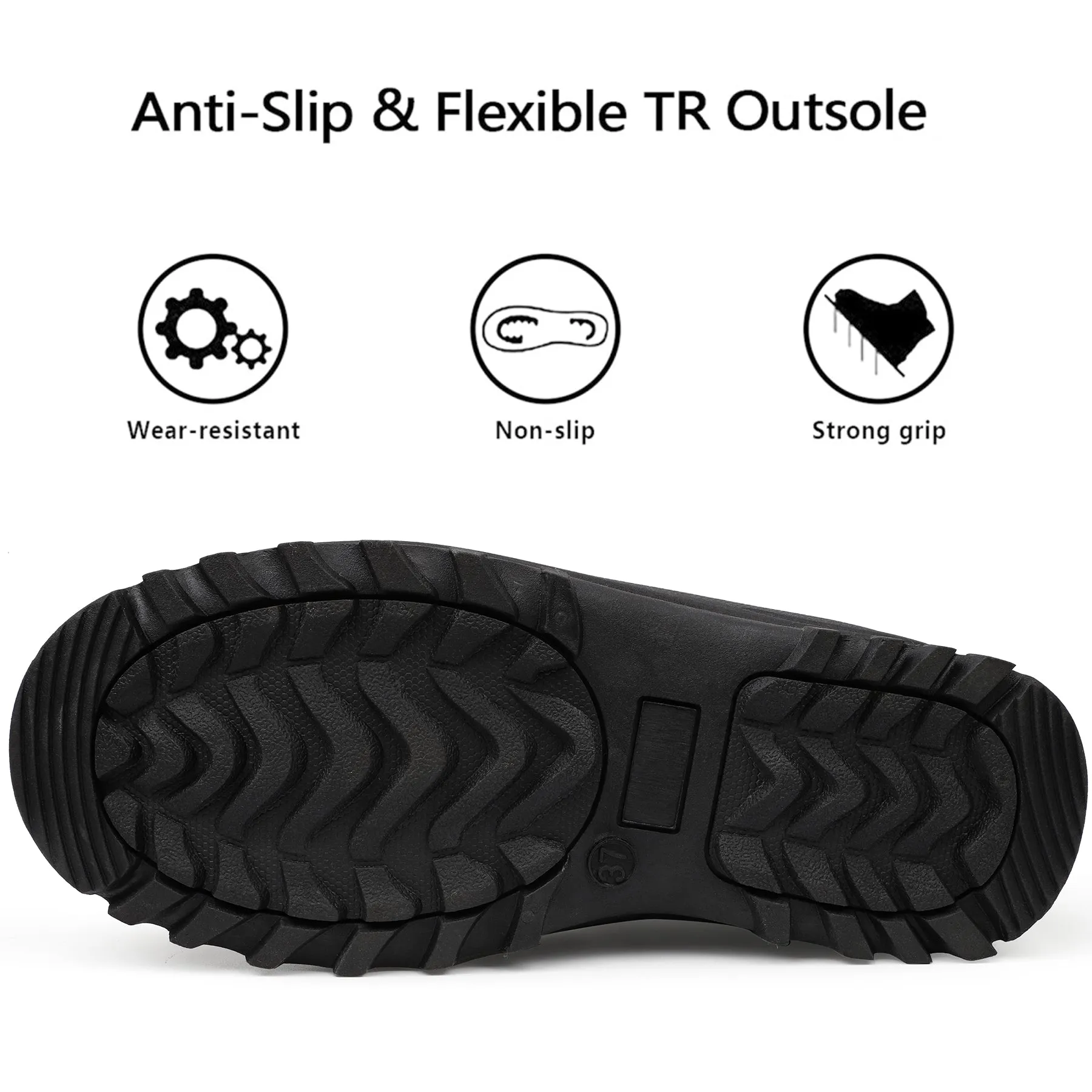 Riemot Men's Snow Boots Black Waterproof & Slip-resistant Snow Boots