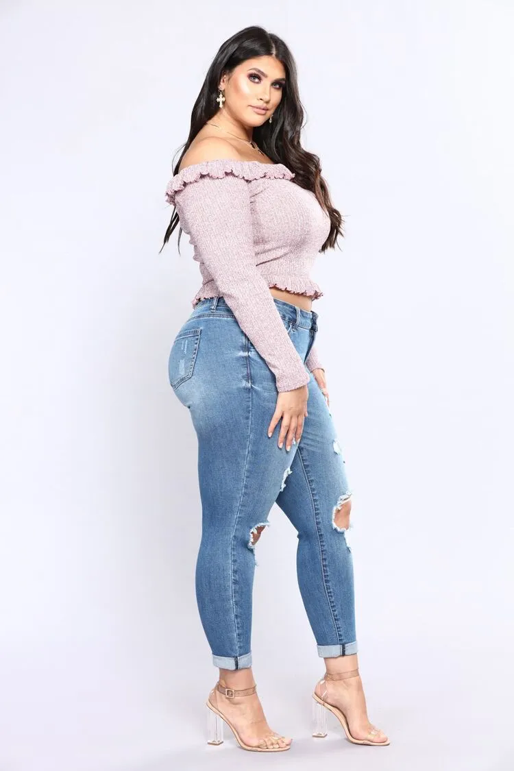 Stretchable Plus Size Ripped Pants