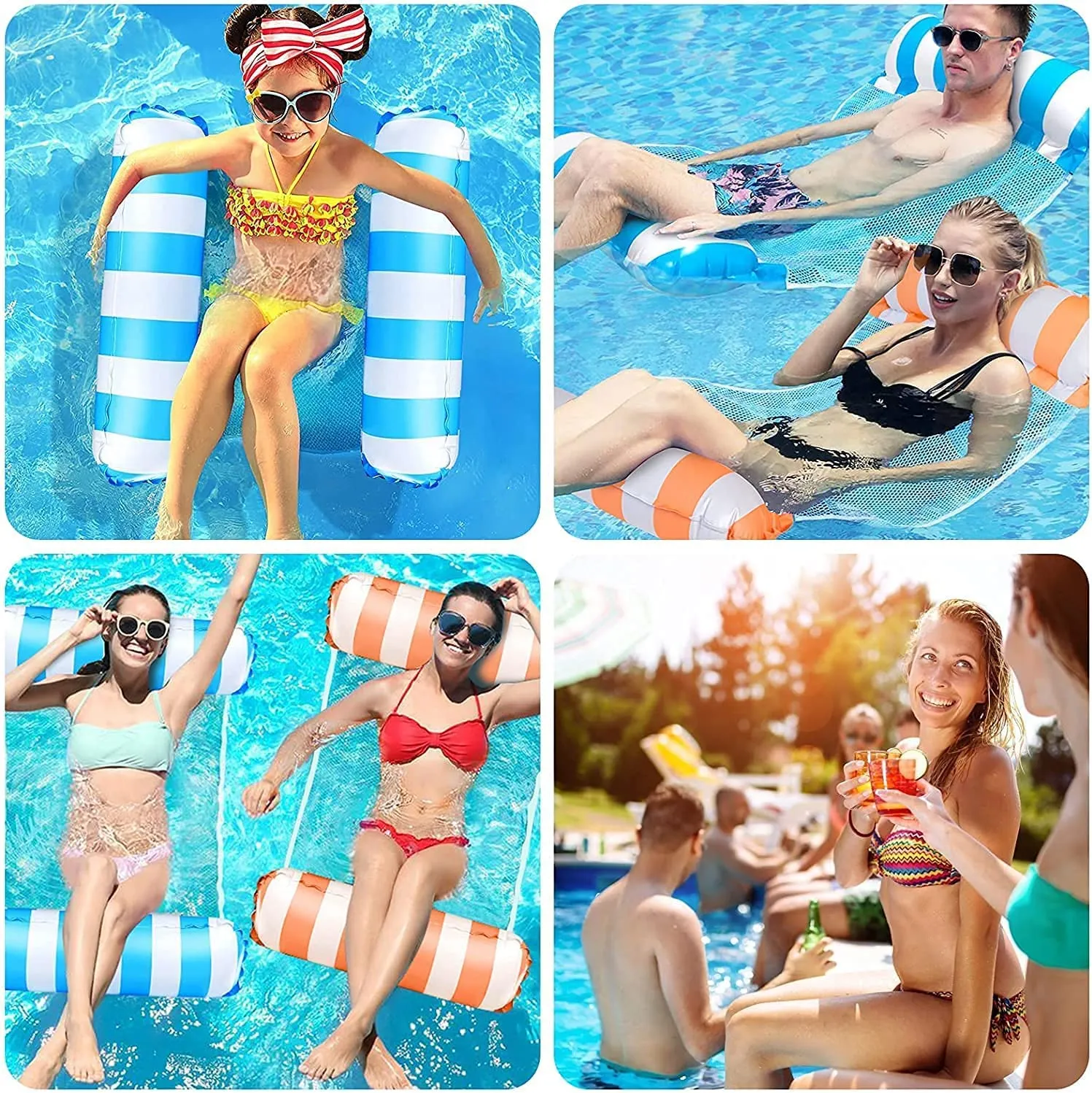 Swimming Pool Float Water Hammock-Orange