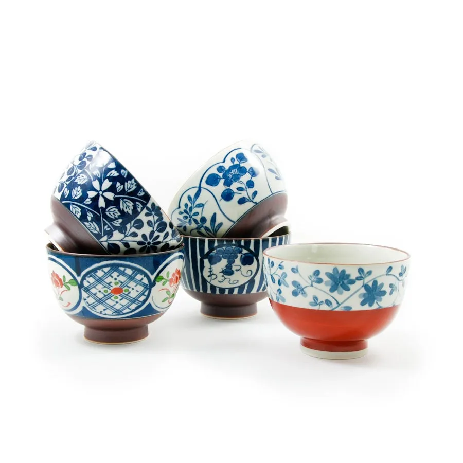Traditional 5-Piece Japanese Rice Bowl Set