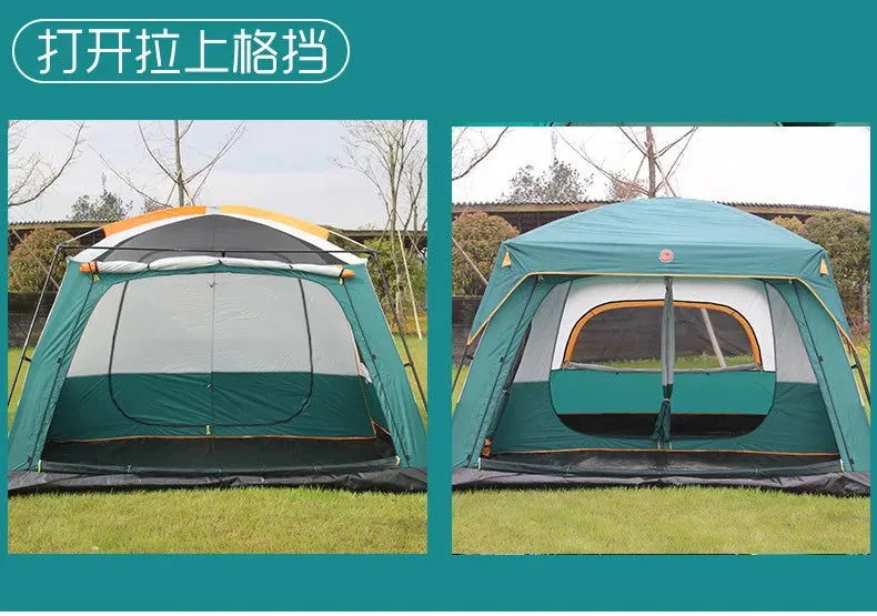 Two-bedroom, one-living room outdoor camping 6 people, 8 people, 10 people, 12 people, two-bedroom, one-living room, multi-person camping, rainproof tent
