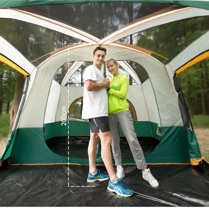 Two-bedroom, one-living room outdoor camping 6 people, 8 people, 10 people, 12 people, two-bedroom, one-living room, multi-person camping, rainproof tent